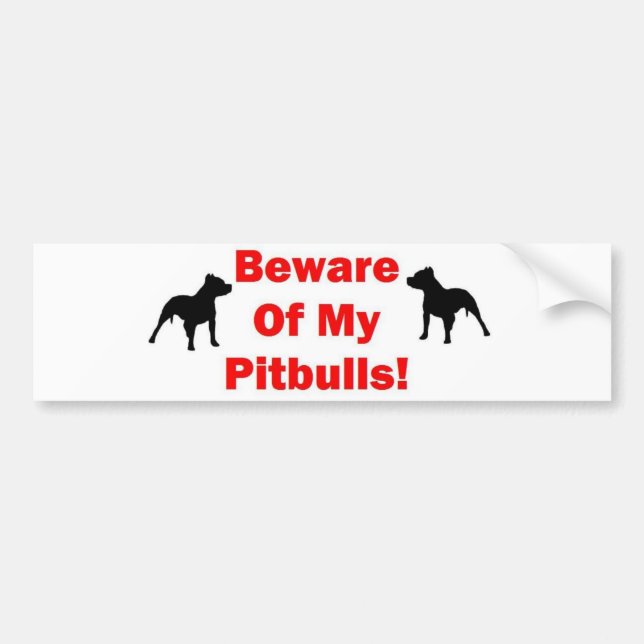 Autocollant De Voiture Attention à Pitbull (Devant)