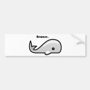 Autocollant De Voiture Attention au dessin animé de la baleine blanche
