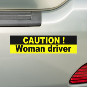 Autocollant De Voiture Attention, femme conducteur