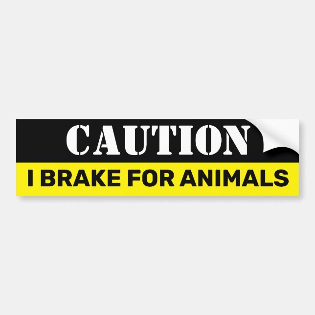 Autocollant De Voiture Attention Je freine pour les animaux Vegan (Devant)