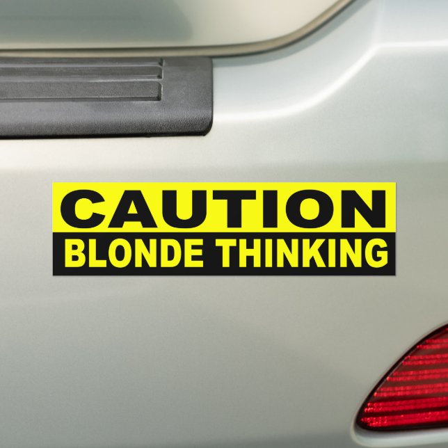 AUTOCOLLANT DE VOITURE ATTENTION, PENSÉE BLONDE (En voiture)