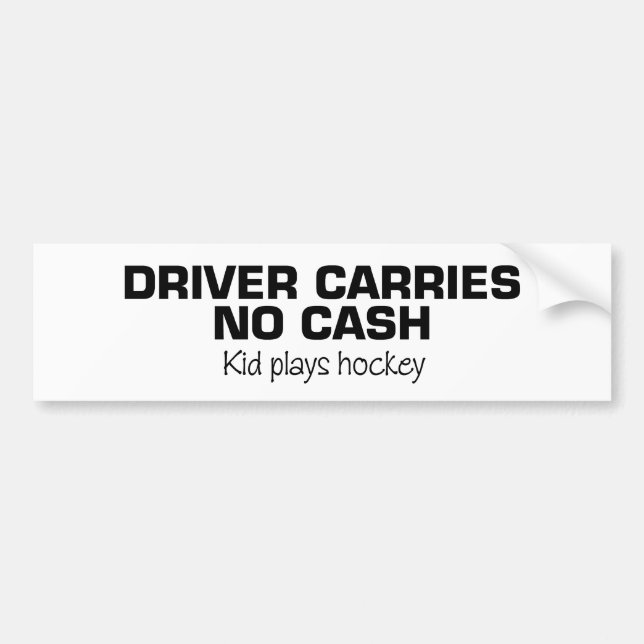 Autocollant De Voiture Aucun argent liquide (hockey de jeu d'enfants) (Devant)