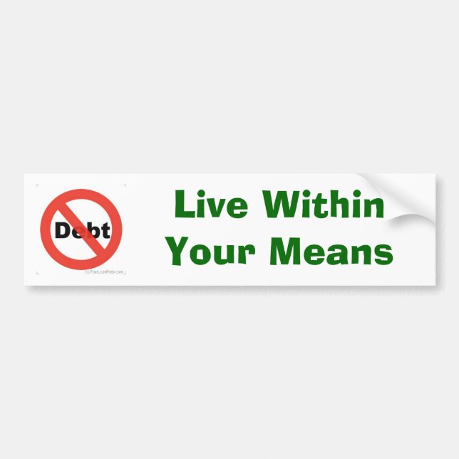 Autocollant De Voiture aucune dette, WithinYour vivant ne signifie (Devant)