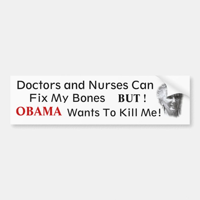 Autocollant De Voiture AUCUNS anti soins de santé d'OBAMA (Devant)