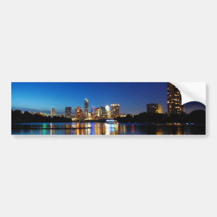 Autocollant De Voiture Austin Texas Downtown Night Skyline Ladybird Lake