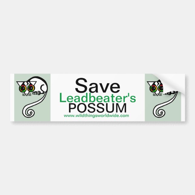 Autocollant De Voiture Australie - Save Leadbeater's POSSUM - En danger (Devant)