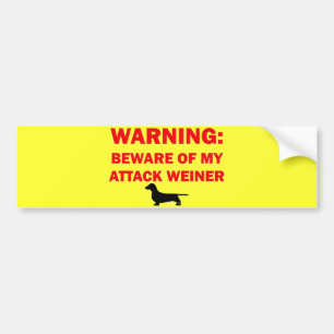 Autocollant De Voiture Avertissement Attention à l'attaque Weiner Chien