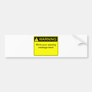 Autocollant De Voiture Avertissement ! - Créez votre étiquette de mise 