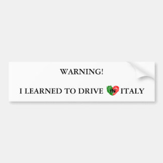 Autocollant De Voiture Avertissement italien pour des conducteurs