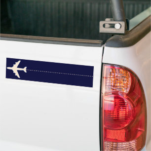 Autocollant De Voiture avion de voyage avec ligne pointillée