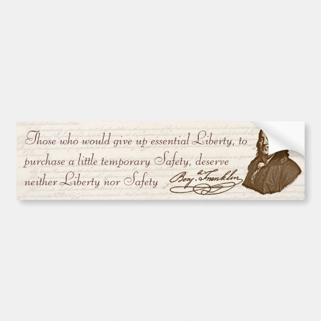 Autocollant De Voiture B. Franklin : Liberté et sécurité - adhésif pour (Devant)
