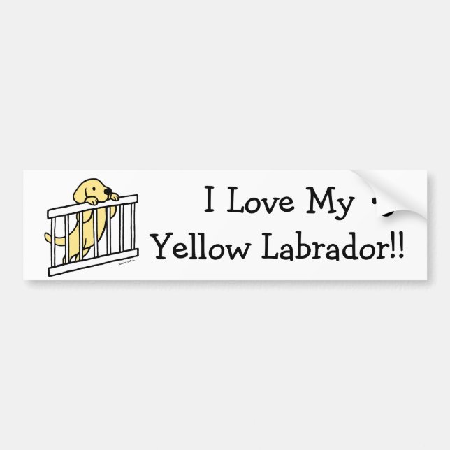 Autocollant De Voiture Bande dessinée jaune de chiot de Labrador (Devant)