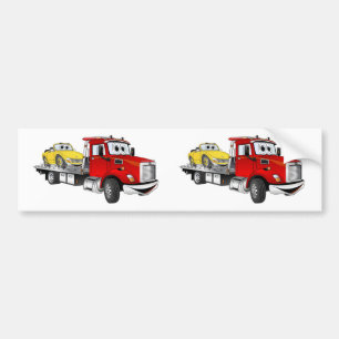 Autocollant De Voiture Bande dessinée rouge de lit plat de dépanneuse