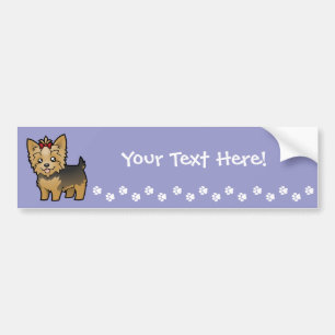 Autocollant De Voiture Bande dessinée Yorkshire Terrier (cheveux courts