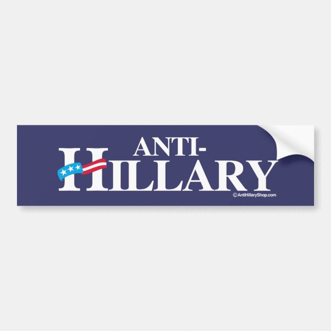 Autocollant De Voiture Bannière d'ANTI-HILLARY - Anti-Hillary - blanc - (Devant)