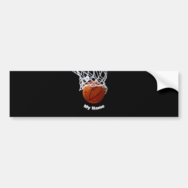 Autocollant De Voiture Basket-ball Ajouter Votre Nom (Devant)
