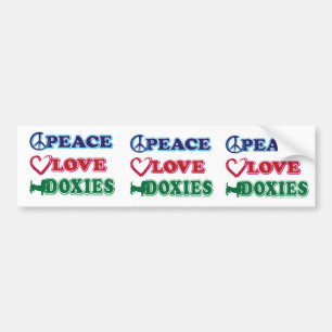 Autocollant De Voiture Basset allemand de Paix-Amour-Doxies
