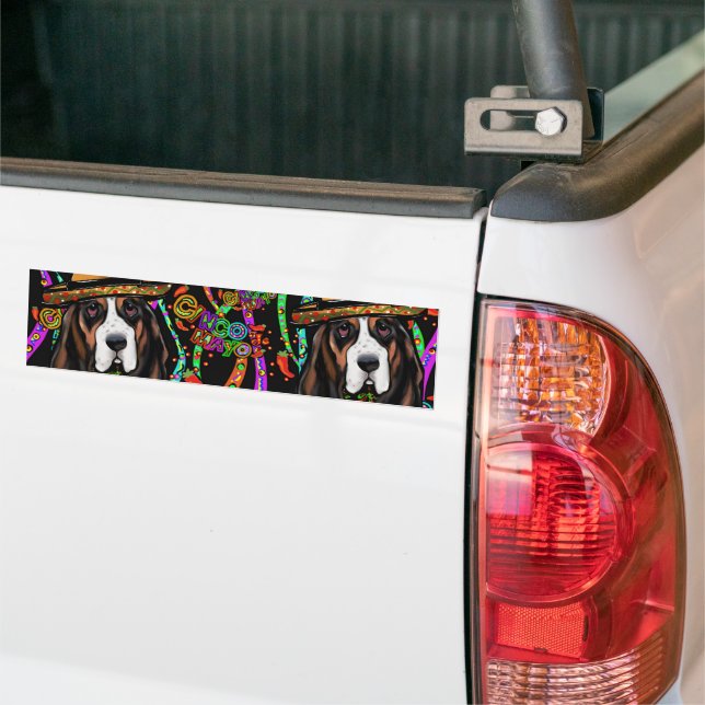 AUTOCOLLANT DE VOITURE BASSETHOUND (Sur camion)