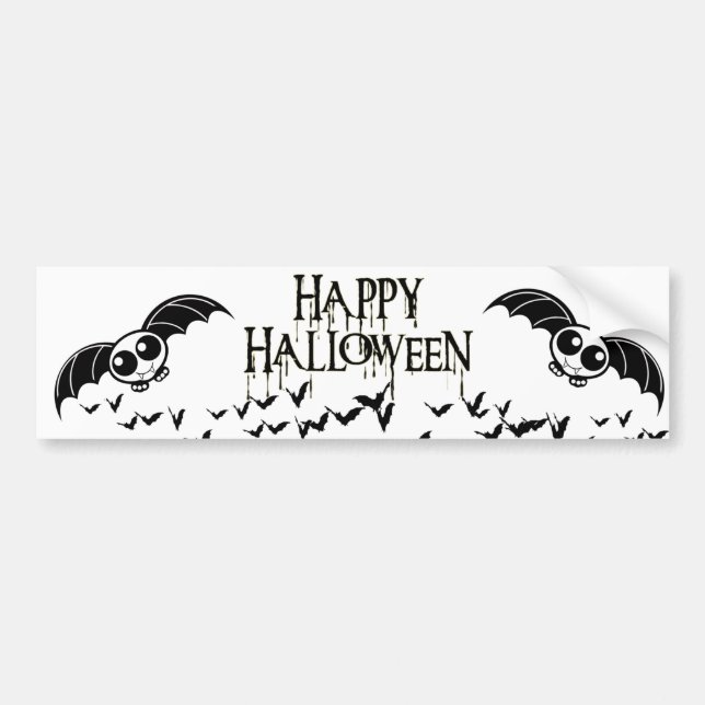 Autocollant De Voiture Bat à caricature mignonne d'Halloween (Devant)