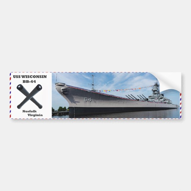Autocollant De Voiture Bataillon USS Wisconsin BB-64 (Devant)