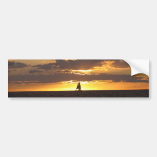 Autocollant De Voiture Bateau à voile au coucher du soleil