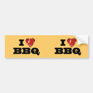 Autocollant De Voiture BBQ du coeur I, griller drôle de forme de coeur de