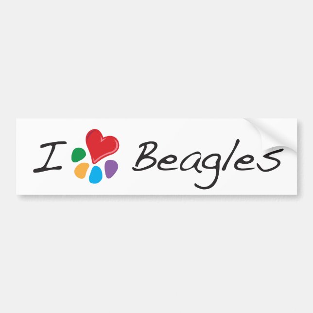 Autocollant De Voiture Beagles animaux de coeur de Lover_I (Devant)