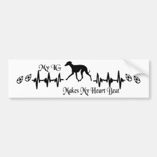 Autocollant De Voiture Beat de coeur Greyhound italien