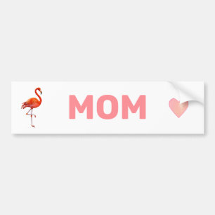 Autocollant De Voiture Beautiful Flamingo & Mom Pink Text on White