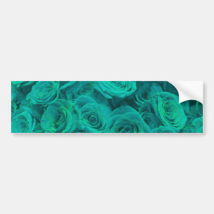 Autocollant De Voiture Beaux roses verts turquoises, fleurs turquoises