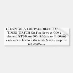 AUTOCOLLANT DE VOITURE BECK PAUL REVERE DE NOTRE TEMPS ! ! MONTRE…