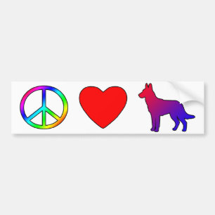 Autocollant De Voiture Belge Malinois d'amour de paix