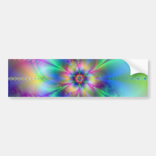 Autocollant De Voiture Belles fleurs élégantes effets d'art fractal bleu
