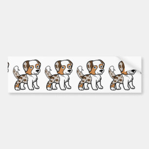 Autocollant De Voiture Berger américain miniature rouge merle avec queue