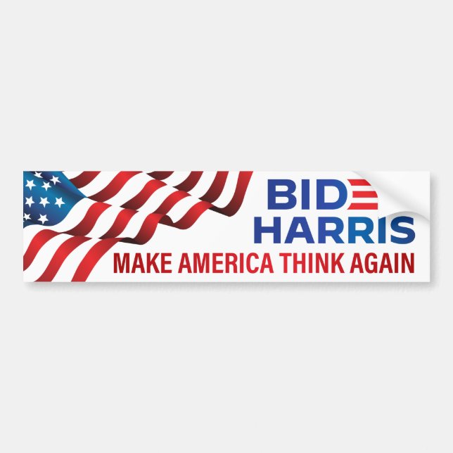 Autocollant De Voiture Biden Harris 2020 - Réfléchir à l'Amérique (Devant)