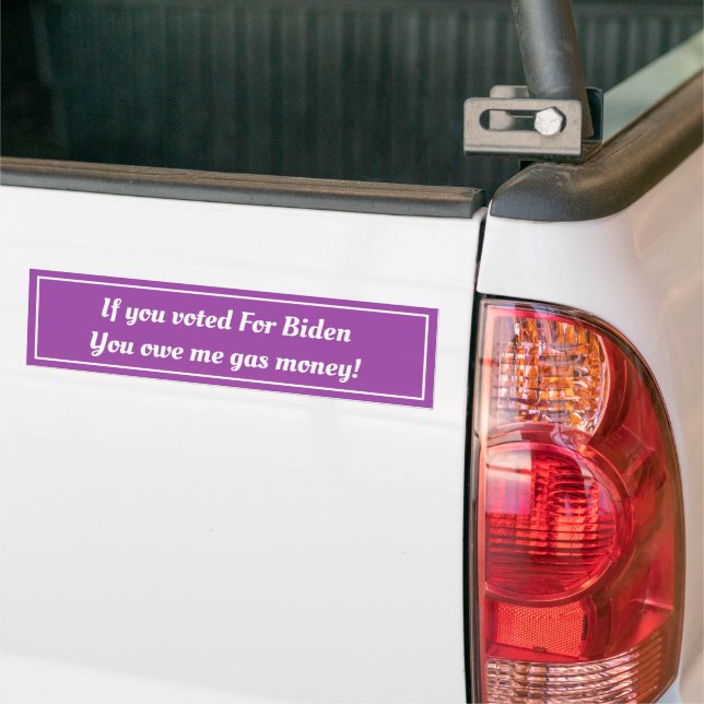 Autocollant De Voiture Biden Voter - Argent essence Customisé Bumper Stic (Sur camion)