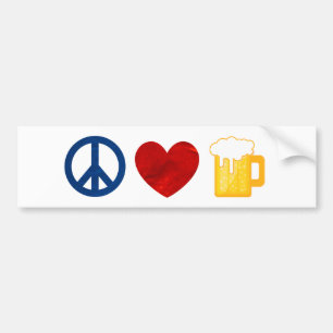 Autocollant De Voiture Bière d'amour de paix