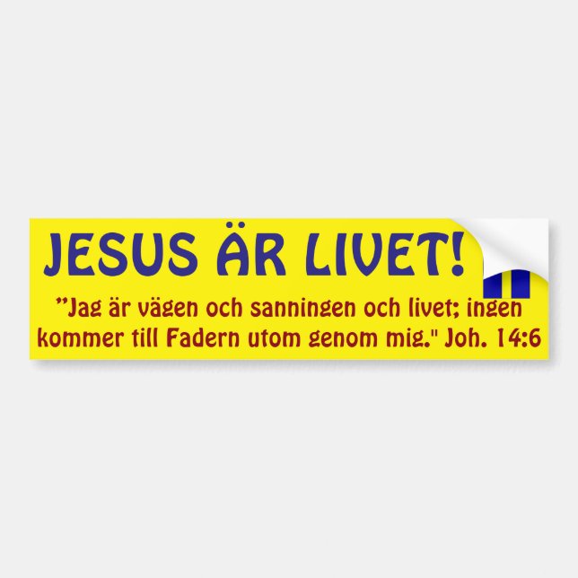 Autocollant De Voiture Bildekal, Sverige, Jesus är Livet. (Devant)