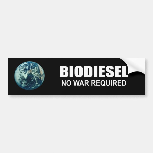 Autocollant De Voiture Biodiesel : Aucune guerre requise (Devant)