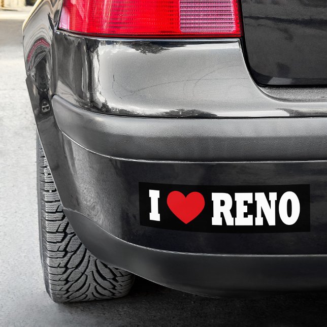 Autocollant De Voiture Black and White I Love Reno (Black and White I Love Reno Bumper Sticker)