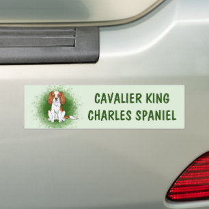 Autocollant De Voiture Blenheim Cavalier King Charles Spaniel Sur Vert