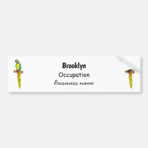 Autocollant De Voiture Blue-and-yellow macaw bird cartoon illustration