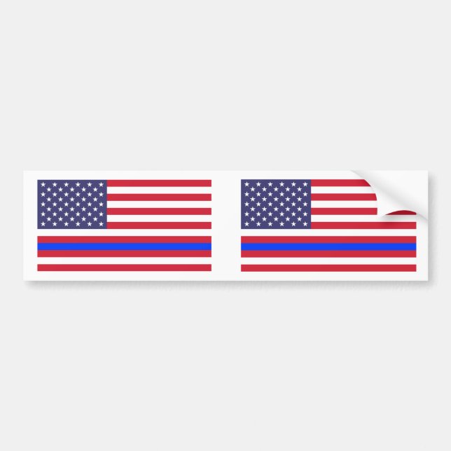 Autocollant De Voiture "BLUE LINE MINCE sur le DRAPEAU " (Devant)