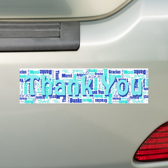 Autocollant De Voiture Blues Typographie Merci multilingue (En voiture)