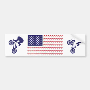 Autocollant De Voiture BMX Rider - Drapeau américain patriotique+