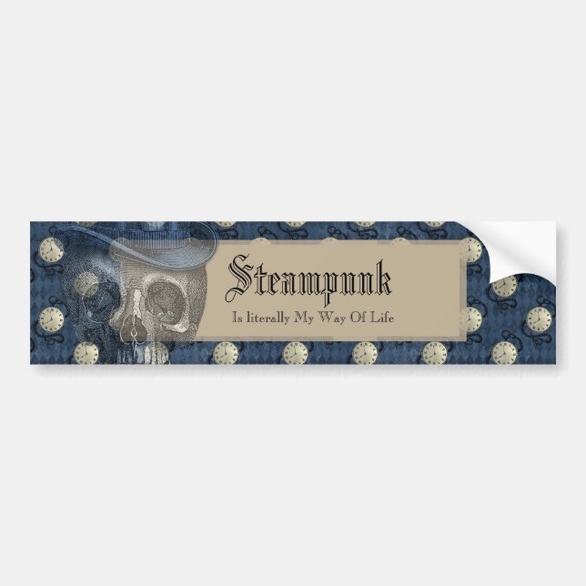 Autocollant De Voiture Boîtier de punk gothique Steampunk Horloges & crân (Devant)