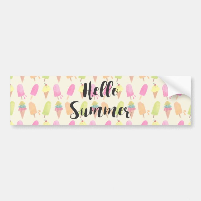 Autocollant De Voiture Bonjour Popsicles d'été et crème glacée (Devant)