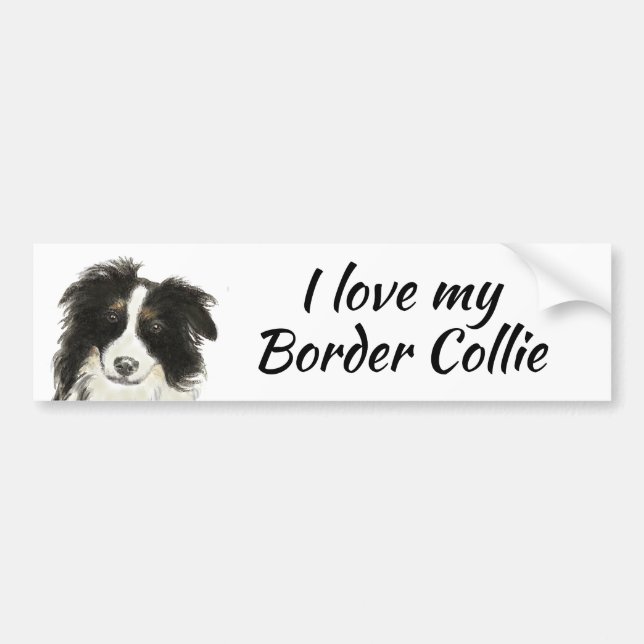 Autocollant De Voiture Bordure Collie Chien Aimer ma citation (Devant)