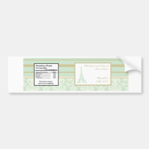 Autocollant De Voiture Bouteille d'eau Étiquette Damask Paris