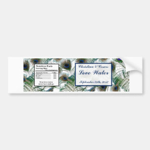 Autocollant De Voiture Bouteille d'eau Étiquette Peacock Feathers Bleu/Ve